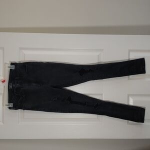 Abercrombie & Fitch Distressed High Rise Super Skinny Black Jeans Size 4